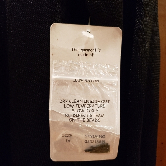 NWT Adrianna Papell Evening Essentials Black Semi-Sheer Beaded Cardigan Size 1X - Picture 4 of 7